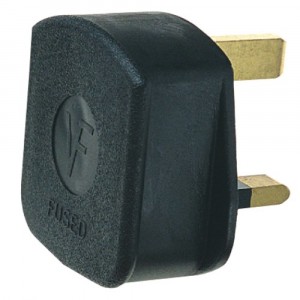 13A Plug  - Rubber - Black