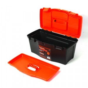 Tactix Plastic Tool Box - 50cm/19"- Black/Orange