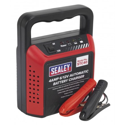 Sealey Compact Battery Charger 6/12V 4Amp 230V Automatic