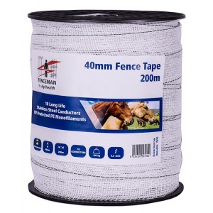 Fenceman Standard Tape - White - 40mm x 200 Metre