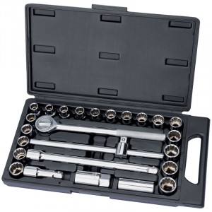 Draper 1/2" Sq. Drive MM/AF Combined Socket Set (25 Pieces)