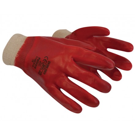 Polyco Red PVC Knit Wrist Gloves