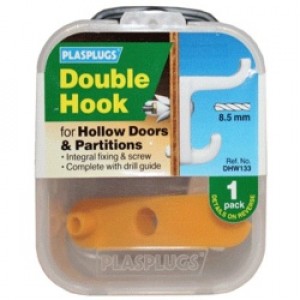 Plasplugs Hollow Door Hook White