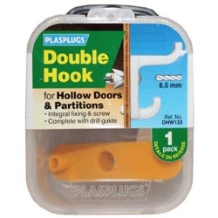 Plasplugs Hollow Door Hook White