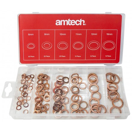 Amtech S6195 Copper Washer Assortment 110 Pieces