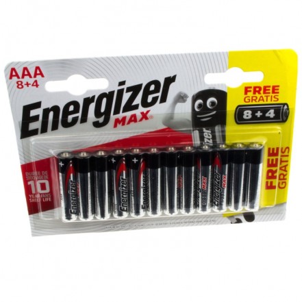 Energizer Max 1.5V Batteries 8 + 4 Free