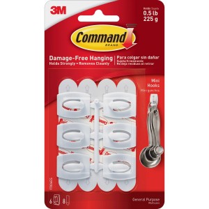 Command Mini Hook with Adhesive Strips White