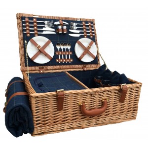 Willow 4-Person Blue Tweed Hamper 580 x 380 x 220mm