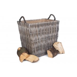 Willow Large Rectangular Log Basket Grey