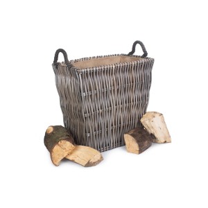 Willow Small Grey Rectangular Log Basket