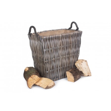 Willow Small Grey Rectangular Log Basket