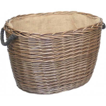 Willow Large Antique Wash Oval Log Basket