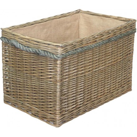 Willow Large Rectangular Rope Handled Log Basket