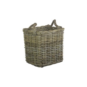 Willow Small Square Grey Rattan Log Basket