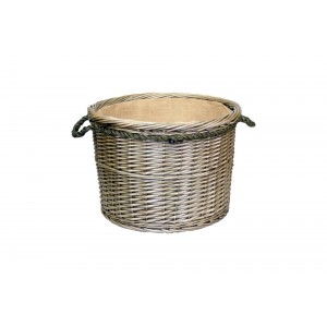 Willow Large Antique Wash Round Rope Handled Log Basket