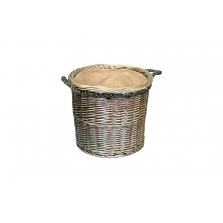 Willow Medium Antique Wash Round Rope Handled Log Basket