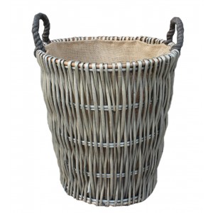 Willow Tall Round Grey Log Basket