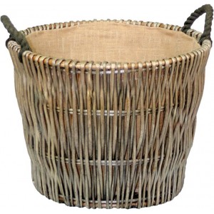 Willow Round Grey Log Basket 500 x 460mm