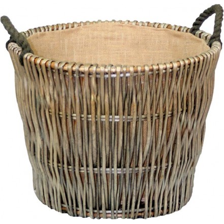 Willow Round Grey Log Basket 500 x 460mm