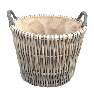 Willow Round Grey Log Basket 420 x 380mm