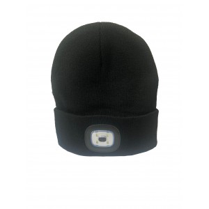 Gwaza Beanie Hat Black with LED Headlight Rechargable