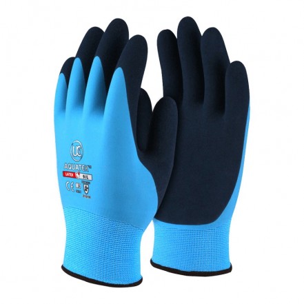 Aquatek Water Resistant Latex Gripper Gloves Size 8