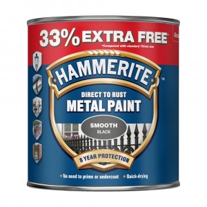 Hammerite Metal Paint Smooth 750ml + 33% Free Black